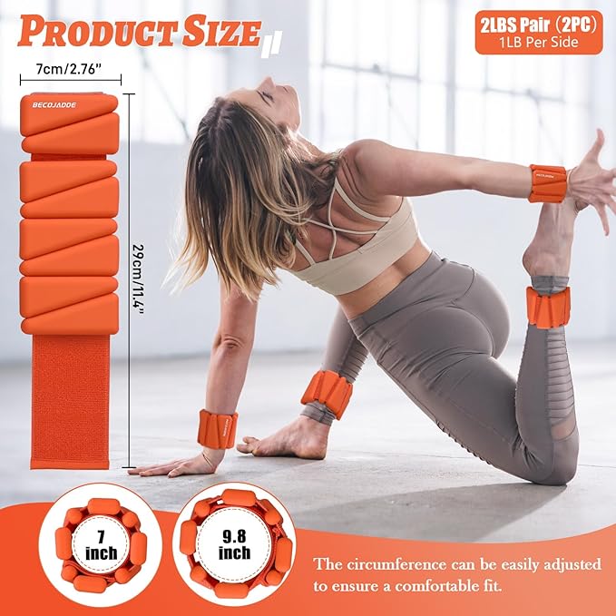 Ankle Weights Set of 2 (1 lb/2 lb/3 lb Each) Adjustable Wrist Weights for Women Men Wearable Arm Leg Weight for Pilates, Running, Walking, Workout, Yoga