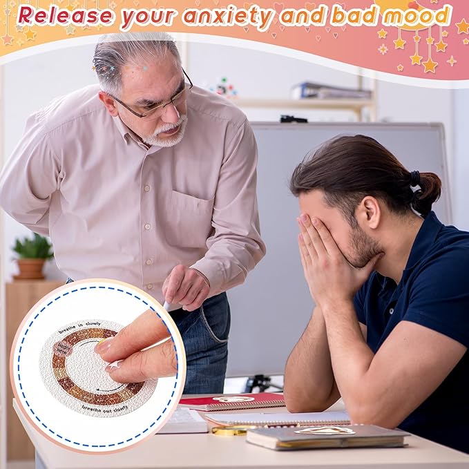 36 Pcs Anxiety Sensory Stickers Mental Health Stickers Fidget Textured Strips Toys Adhesive Tactile Calm Relief Items for Adults Desk School Counselor Classroom(Boho Breathe Style)