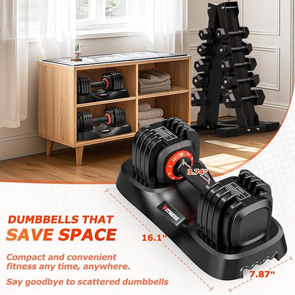 Adjustable Dumbbells Set of 2, 1 Hand Adjustable Weights Dumbbells Set, 5 in 1/10 in 1 Free Dumbbell with Anti-Slip Texture Handle, 25/55/80lb Pair Weight Set For Home Gym Suit both Men and Women