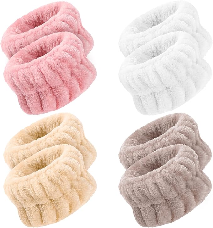 Wrist Towels for Face Washing, Women's Microfiber Spa Wash Face Wrist Towel Band, Absorbent Wrist Sweatband for Girls, Prevent Water from Spilling Down Your Arms 8Pcs