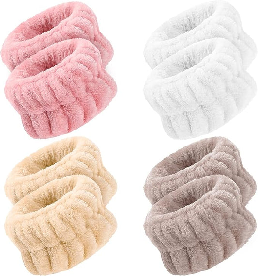 Wrist Towels for Face Washing, Women's Microfiber Spa Wash Face Wrist Towel Band, Absorbent Wrist Sweatband for Girls, Prevent Water from Spilling Down Your Arms 8Pcs