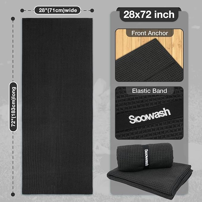 2 Pack Hot Yoga Towel Yoga Mat Towels Non Slip for Hot Yoga Stickyfiber Microfiber Quick Dry Soft Absorbent with Corner Pockets Cover Bikram Pilates Exercise Fitness 28" X 72"Black