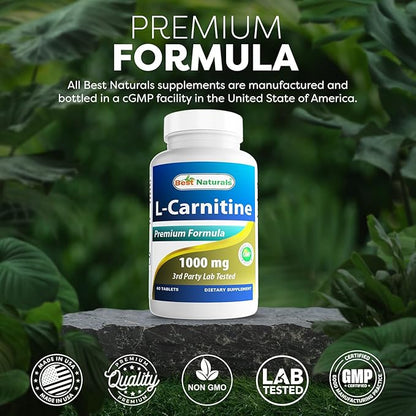 Best Naturals L-Carnitine 1000mg 60 Tablets (60 Count (Pack of 1))