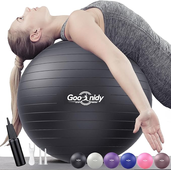 Soft Exercise ball, Anti-Burst Yoga Ball Chair Supports 2200lbs, Workout Equipment w/ Pump for Women Pregnancy, Medicine, Birthing, Physical Therapy, Stability, Excersing, Birth, Swiss, Fitness, Gym
