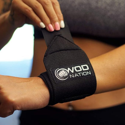 WOD Nation Wrist Wraps for Weightlifting & Strength Training – Professional Gym Straps w/Thumb Loop for Men & Women