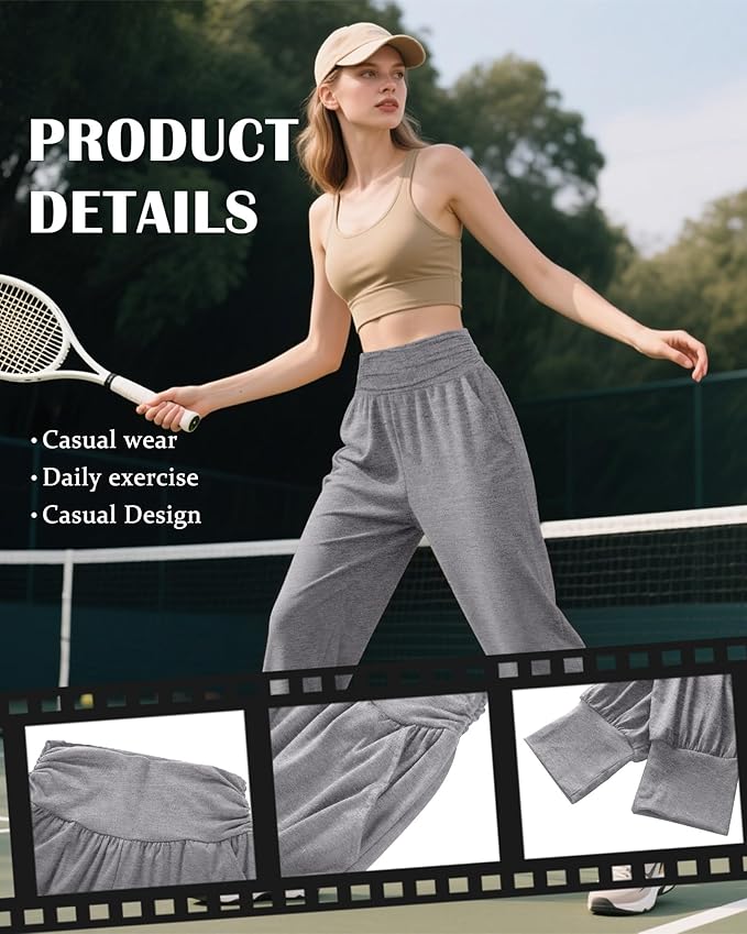 2 Pack Women's Yoga Joggers, Cozy Sweatpants with Pockets Casual Loose Comfy High Waisted Lounge Pants