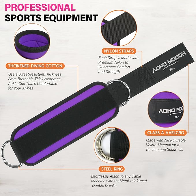 Ankle Strap for Cable Machine Attachments, Gym Accessories for Women and Men, Neoprene Ankle Cuffs for glute Kickback, Leg Workouts ande Booty Hip Abductors Exercise