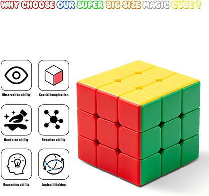 Giant Magic Cube, 18CM Big 3x3 Speed Cube Color-Matching 3D Sensory Puzzle Box Super Large Birthday Christmas Stocking Stuffers Gift for Kids Adults Fidget Toy Brain Teasers Cubing Classroom Speed Toy