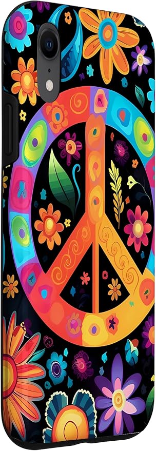 iPhone XR Peace Sign Hippie Floral Case
