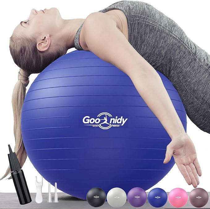 Soft Exercise ball, Anti-Burst Yoga Ball Chair Supports 2200lbs, Workout Equipment w/ Pump for Women Pregnancy, Medicine, Birthing, Physical Therapy, Stability, Excersing, Birth, Swiss, Fitness, Gym