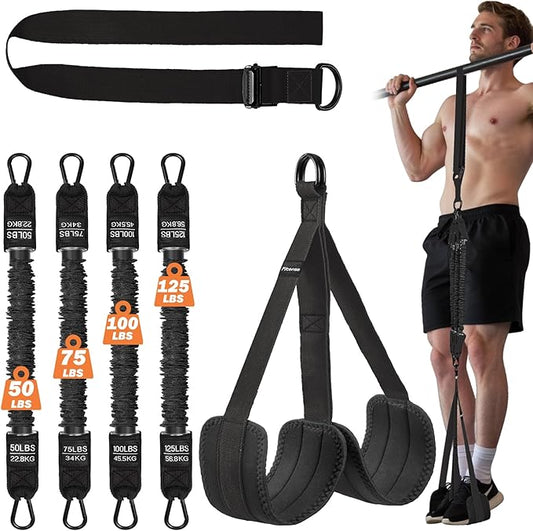 Pull Up Assistance Bands 50-350lbs, Heavy Duty Pull Up Workout Band with Feet Rest, Resistance Band for Pull Up Bar Bands, Pull Up Assist Band Strength Training Workout Equipment, Height Adjustable