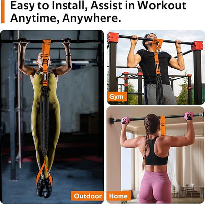 Pull Up Assistance Bands Set, Heavy Duty Adjustable Pull Up Assist Band with Feet Rest, Strength Training Bands for Home Gym Fitness, Pull-Up Bar, Calisthenics and Body Stretching