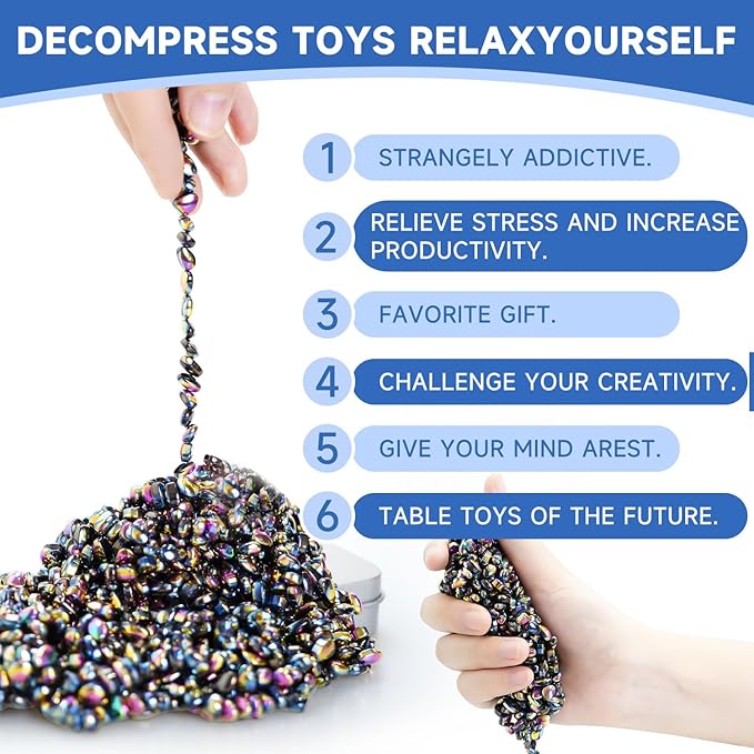 550pcs Ferrite Putty Fidget Toys for Adults - Stress Relief Desk Gadgets with Magnetic Beads, Professional Sensory Toys for Office Anxiety & Focus, Gifts for Men Women
