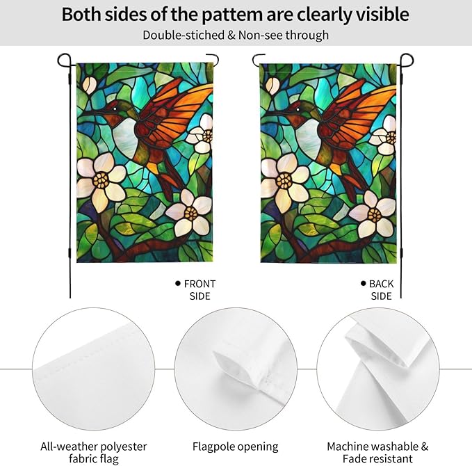 Hummingbird Garden Flag 12x18 In Double Sided Yard Flags Lawn Sign Decor No Flagstand