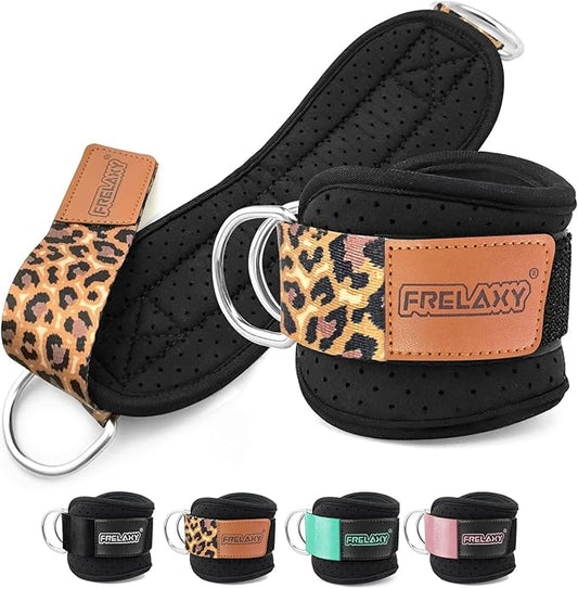 Frelaxy Ankle Straps for Cable Machine – Comfortable & Durable Leg Straps for Kickbacks, Glute Workouts, and Lower Body Exercises – Perforated Neoprene Padding & Tapered Fit