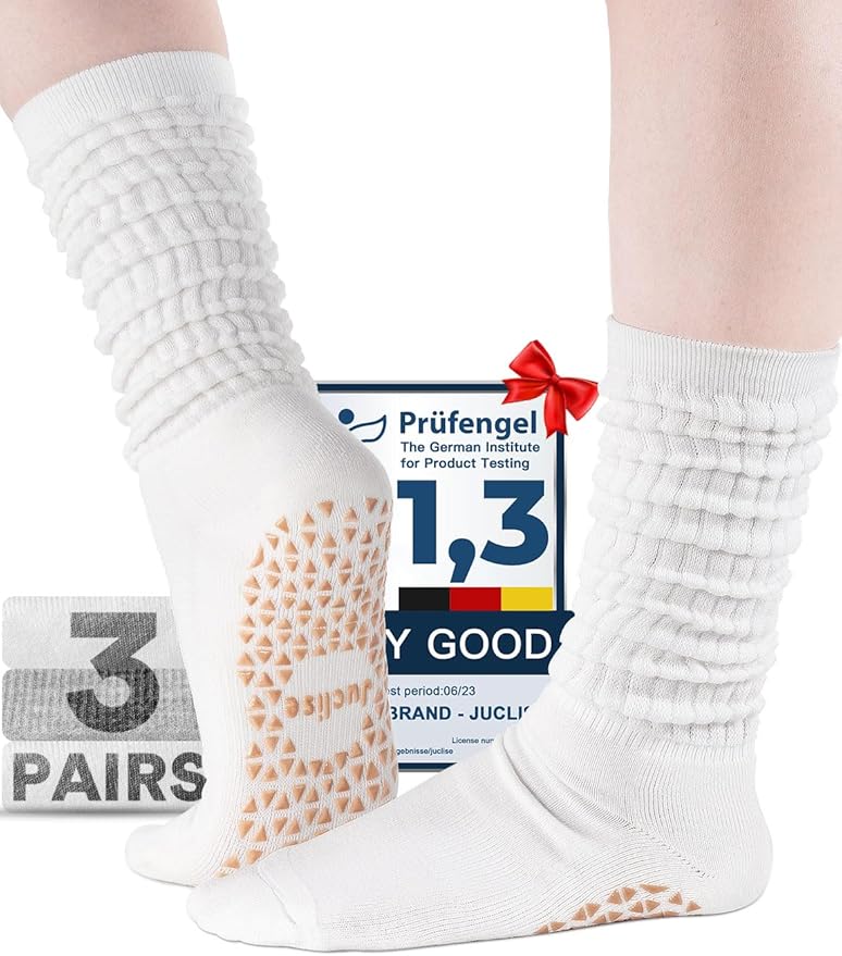 Slouch Pilates Grip Socks Yoga Barre Non Slip Scrunch Merino Wool Gym Workout Breathable Moisture Wicking Anti Odor
