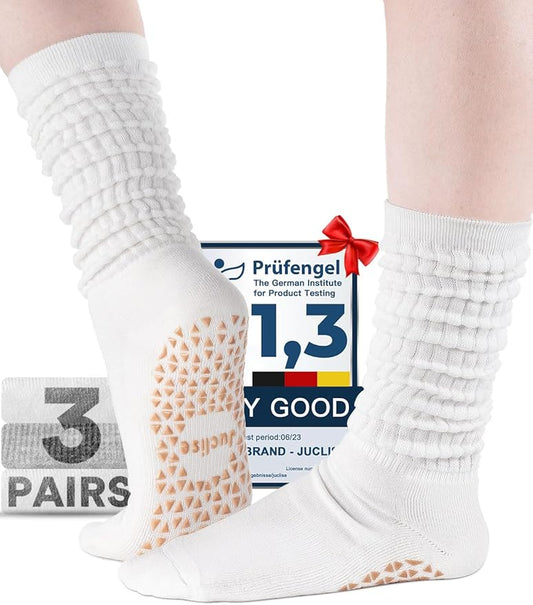 Slouch Pilates Grip Socks Yoga Barre Non Slip Scrunch Merino Wool Gym Workout Breathable Moisture Wicking Anti Odor