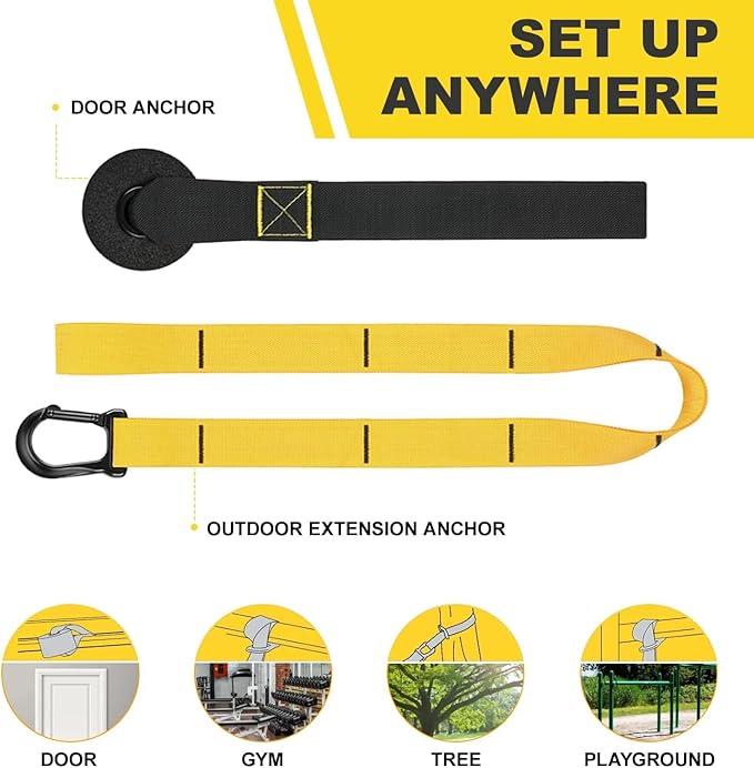 Home Resistance Training Kit for All Levels, Suspension Trainer Straps With Handles For Full Body Workouts at Home, Includes Door Anchor And Mesh Bag for Gym,Outdoor,Travel