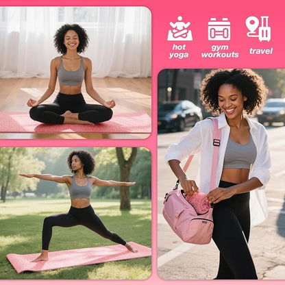 2 Pack Hot Yoga Towel Yoga Mat Towels Non Slip for Hot Yoga Stickyfiber Microfiber Quick Dry Soft Absorbent with Corner Pockets Cover Bikram Pilates Exercise Fitness 24" X 72"Pink