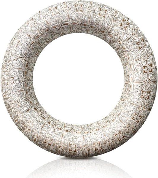 Singing Bowl Cushion 8 Inch for Tibetan Singing Bowls, Handmade Silk Brocade Round Cushion Pillow for Sound Healing and Crystal Sound Bowls Accessories(Silver)