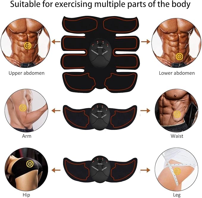 Fitness Belt, Abdominal Toning Belt, ABS Training Belt Ab Trainer Fitness Equipment for Men Woman Abdomen/Arm/Leg Home, Stimulator, Muscle, Powered, for Muscle Conditioning Gray, Large