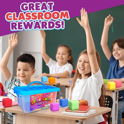 24 Pack Slow Rising Stress Cube, Large Size Dough Stress Balls Fidget Toys for Anxiety Relief, Pull Stretch Fidgets for Classroom Prize Box Toys, Classroom Reward for Student