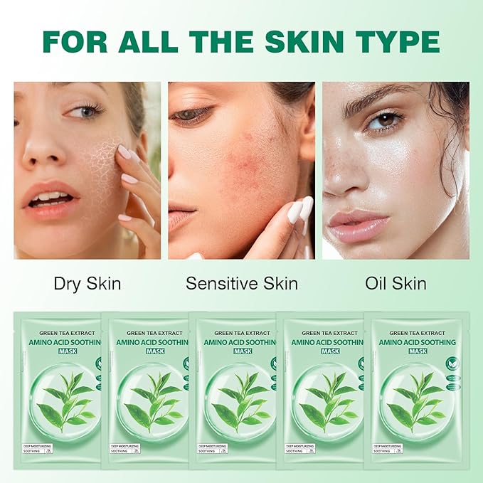 Tea Tree Facial Mask for Women,Hydrating Face Mask Sheet Home SPA,Moisturizing Face Sheet Mask for Dry, Oily,Sensitive Skin 30ml（5Pack）