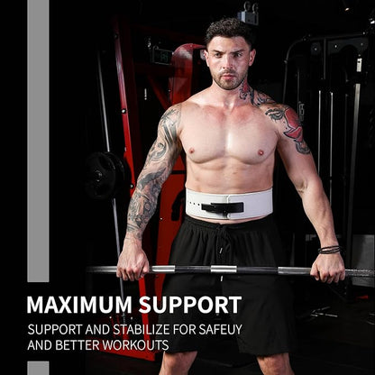 Genuine Leather Weight Lifting Belt with Lever Buckle, 10mm Thick 4" Leather Lumbar Back Support, Gym Belts Ideal for Training, Weightlifting, Bodybuilding, Squats and Deadlifts