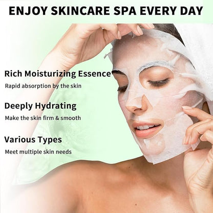 12 Pack Variety Face Masks Skincare for Women Sheet Face Mask for Kids Teens Girls, Hydrating Face Masks for All Skin Types, Bulk Face Mask Set Birthday Spa Party Gift for Kids Teens Girls Women
