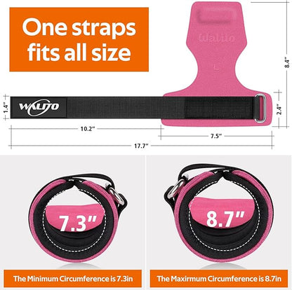 WALITO Weight Lifting Wrist Straps (Pair),Double Layer Leather Grips for Deadlift,Powerlifting and Gym Workouts, Adjustable Neoprene Padded Wrist Wraps - Men/Women, Heavy Duty Support