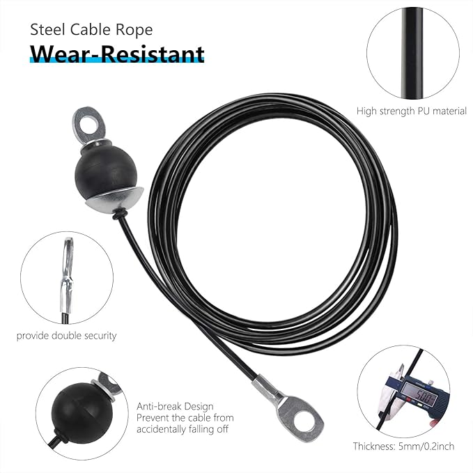 LFJ Replacement Gym Cable with Stopper Ball Fitness Pulley Cable Steel Wire Rope for Cable Machine Home Gym Weight Lift Pulley System