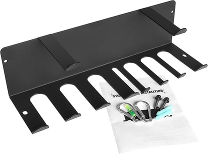 Resistance Bands Rack Wall Mount Home Gym Equipment Storage Rack for Resistance Bands, Jump Ropes, Yoga Mat, Foam Roller, Chains, 16.5", Black