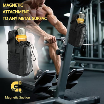 Premium Magnetic Gym Bag for Men & Women - Adjustable Strap,Magnetic Large Water Bottle Holder - Ideal for Fitness, Travel & Sports