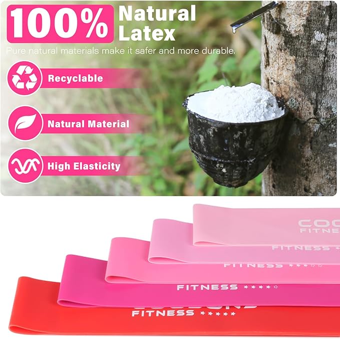 Resistance Bands for Working Out, Exercise Bands Resistance Bands Set with 5 Resistance Levels, Latex Loop Bands for Women Men, Workout Bands for Legs, Glutes, Strength Training, Yoga, Home Gym