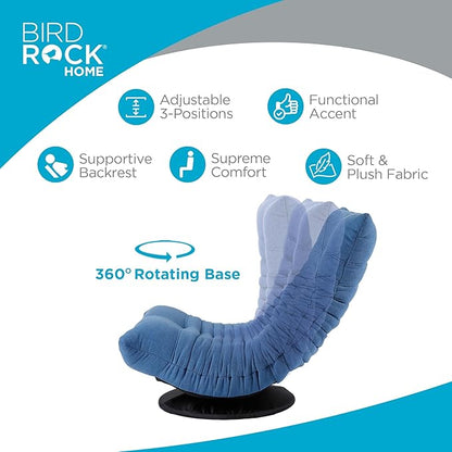 BIRDROCK HOME Swivel Floor Chair - 360 Adjustable Memory Foam Lounge Seat - Gaming - Comfortable Back Support - Cushion Dorm Rocker - Comfy for Reading Game Meditating - Fully Assembled (Blue)