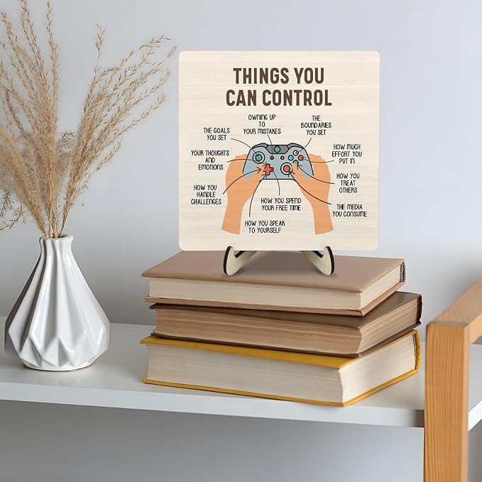 Mental Health Decor Wooden Plaque Sign, Therapy Office,Calm Down Corner, Therapist Decor, Psychology Gift, Positive Affirmations Psychology Desk Decoration,Graduation Gift, Things You Can Control