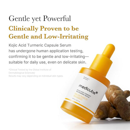 medicube Kojic Acid Turmeric Clarifying & Balancing Capsule Serum for Troubled Skin | Soothing & Brightening Facial Serum | Niacinamide & Glow Capsules for Hydration and Barrier Support | 1.01 fl.oz
