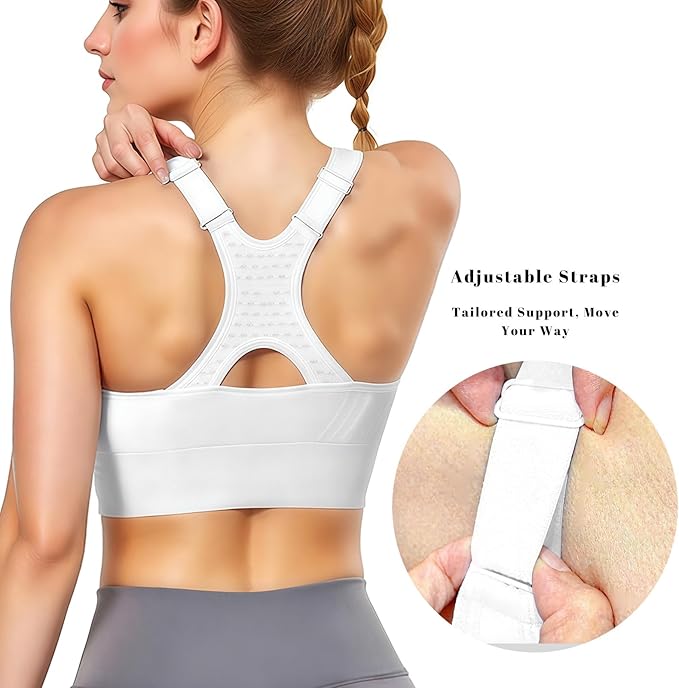Adjustable Sports Bras for Women: 3 Pack High Support Padded Racerback Sport for Large Bust Workout Running Gym