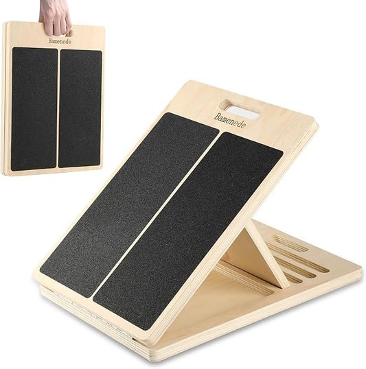 Adjustable Slant Board - Portable Wooden Incline Board, Calf Stretcher for Exercise, Stretching, Squats & Physical Therapy (Knees/Ankle)