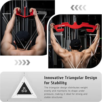 LAT Pull Down Bars Set, Triangular Stability LAT Pulldown Attachments with 8 Ergonomic Handles for Whole Back Training, Non-Slip Cable Machine Attachment for Gym Home Workout