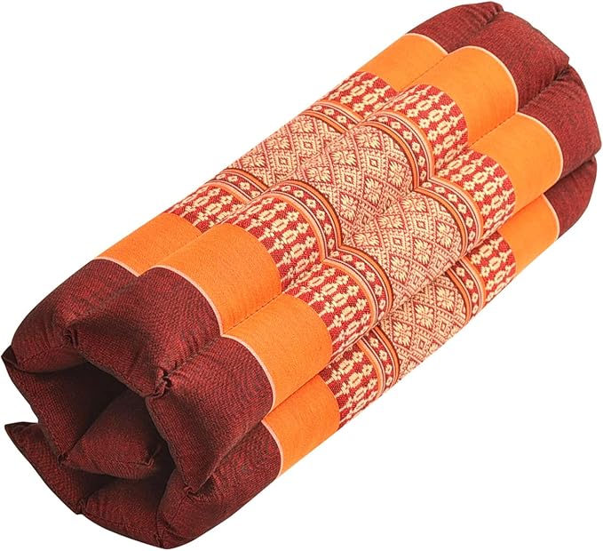 Rollable Cushion - Organic Kapok Filling, use Rolled or Flat for Yoga and Meditation, Lightweight, Great car or seat Cushion
