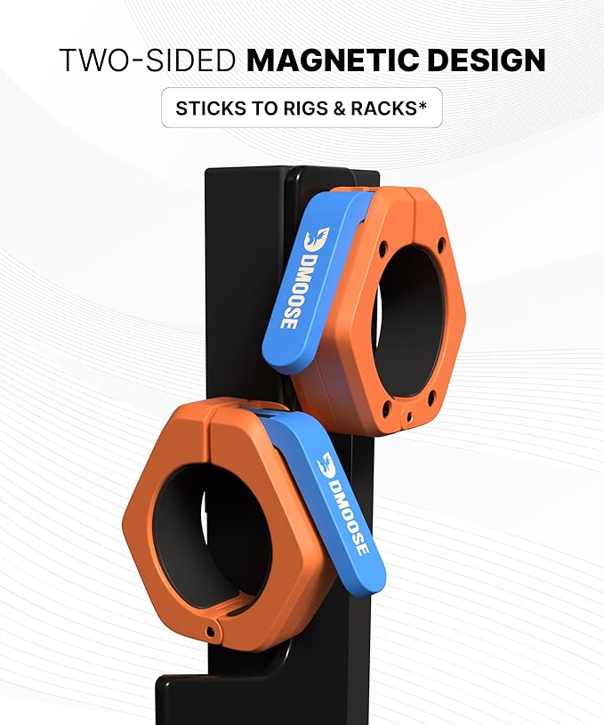 DMoose Fitness Barbell Clips 2 Inch (Pair) - Quick Release Olympic Barbell Clamps & Collars with Anti Slip TRP Grip for Secure Weightlifting and Powerlifting - Weight Clips for Bars at Home or Gym