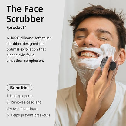 Silicone Face Scrubber for Men, Gentle ExfoliatorPad & Massager, Facial Cleansing/Wash Brush Removes Dead