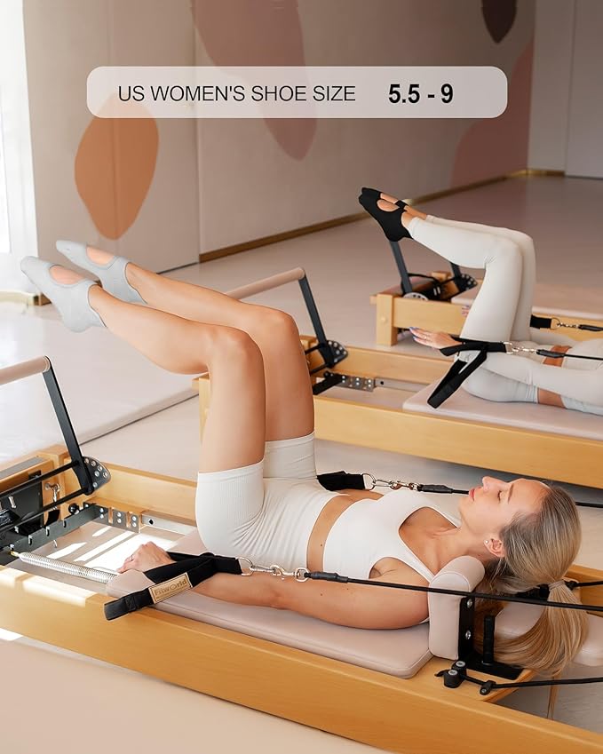 yeuG Grip Pilates Socks for Women Yoga Socks with Grips Open Top Non Slip Grippy Socks for Barre, Ballet, Barefoot Workout