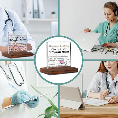 Physician Assistant Gifts Clear Desk Decorative Sign, Recognition Appreciation Gift for Future Physician Assistant Students Grad, PA Difference Maker Pharmacy Clinic Office Decor Plaques TZD33