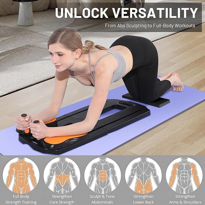 Pilates Board, 2025 Pilates Reformer Set, 5 in 1 Multifunctional Abdominal Board, Portable Ab Core Trainer, Foldable Pilates Reformer Board for Home