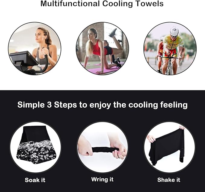 4 Packs Cooling Towels (40x12 Inch), Cooling Towels for Neck and Face, Stay Cool in Hot Weather for Sports, Gym, Yoga, Golf, Hiking, Camping & Travel