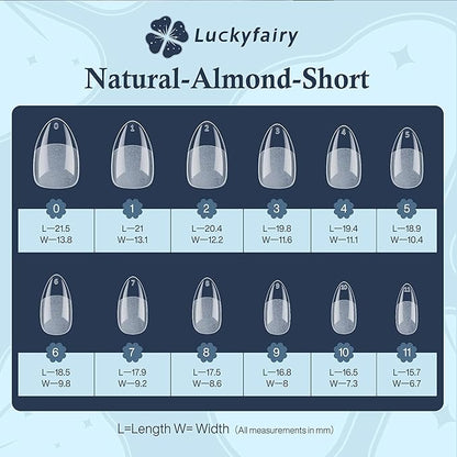 Short Almond Nail Tips: 504pcs Soft Gel Nail Tips Pre Etched Short Fake Nails, Half Matte Full Cover Clear Press on Nails for Nail Extension DIY Home, 12 Sizes Acrylic Gelly Tips