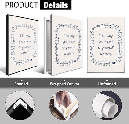 6pcs Mental Health Canvas Wall Art, You Can Do Hard Things Positive Affirmation Poster, Everything Is Figureoutable Mindfulness Print, Pause and Relax Therapy Office Wall Decor 8x12in Framed