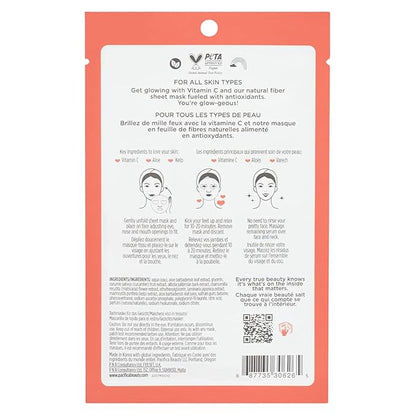 Pacifica Sheet Face Mask - 6 Pack - Glow Baby Brightening Facial Mask w/Vitamin C, Aloe & Kelp – Cooling Mask for Dark Spots & Fine Lines - Clean Beauty Vegan & Cruelty-Free Dermatologist Tested